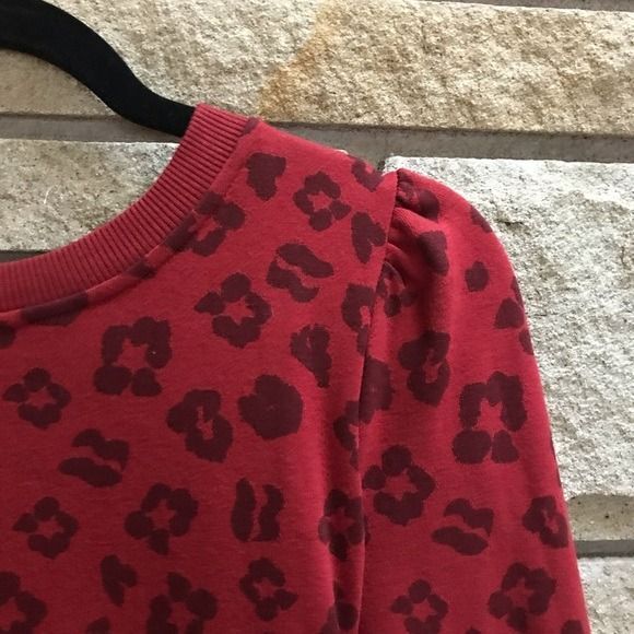 ELOQUII Elements Puff Sleeve Leopard Print Sweatshirt Dress red 14 16 NWT - Picture 5 of 10